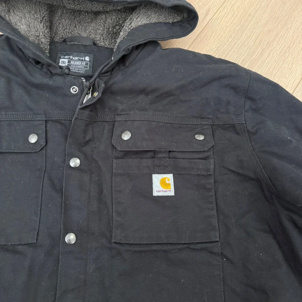 Carhartt OJ3826-M Relaxed Fit Sherpa Lined Hooded Jacket Mens 2XL Black Canvas